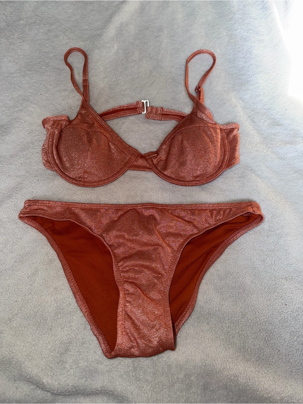 Xhilaration Shimmer Rust Orange Underwire Bikini Set